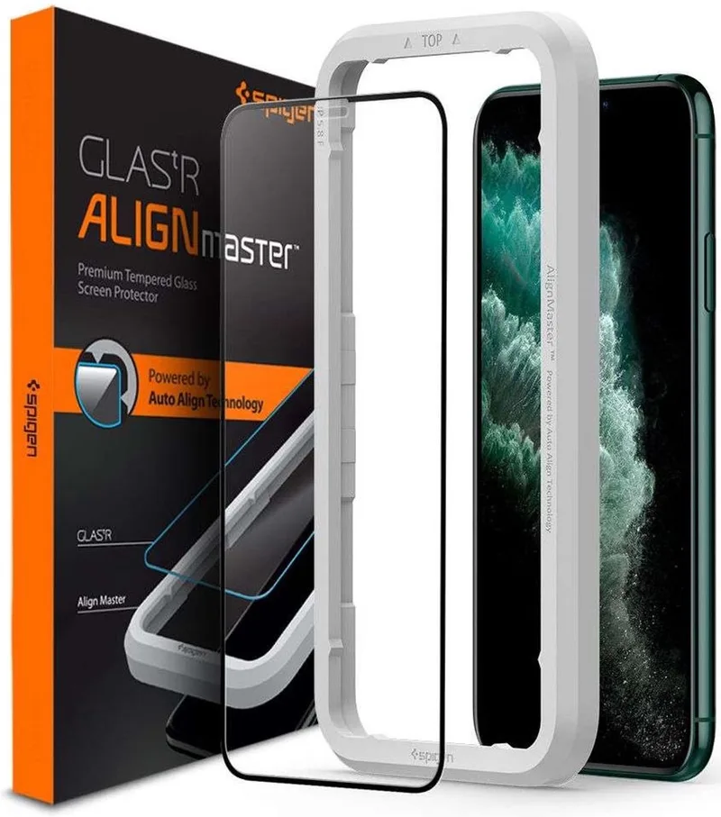 Apple iPhone 11 Pro AlignMaster Tempered Glass met Montageframe by Spigen – product photo