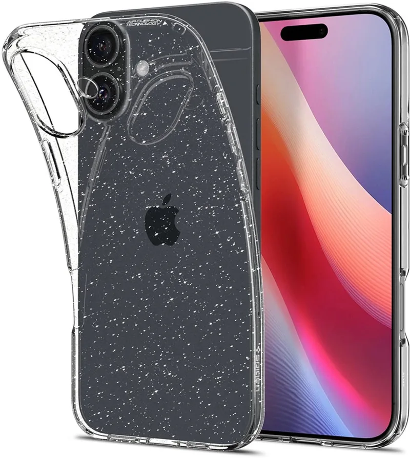 Case Liquid Crystal Voor Iphone 16 Plus Shell Transparante Bescherming van Spigen in Transparant – productfoto