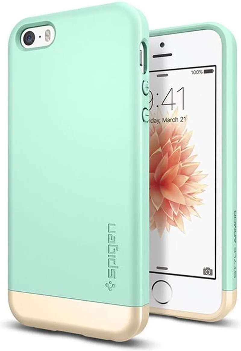 Case Style Armor Hoesje iPhone SE Groen by Spigen in Blue – product photo