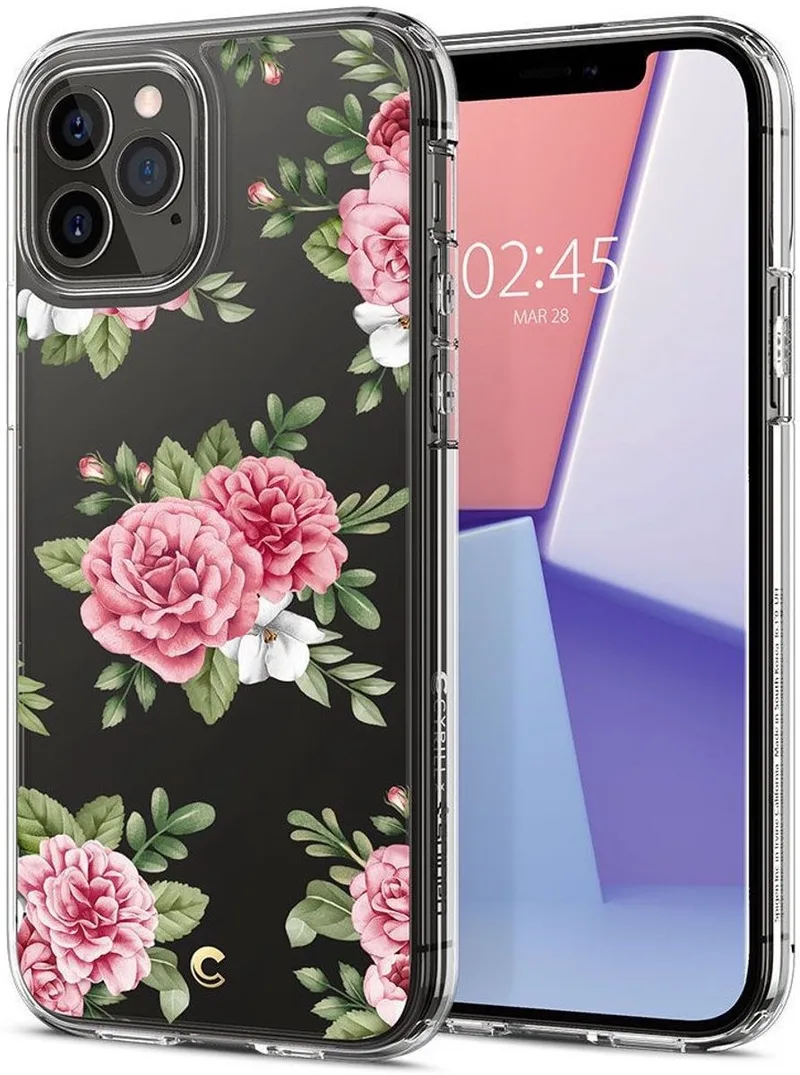 Ciel by Cyrill Cecile iPhone 12 / 12 Pro Hoesje Pink Floral by Spigen in Transparent – product photo