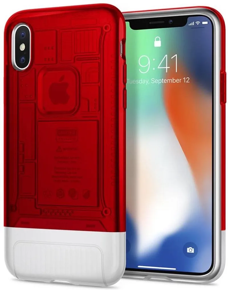 Classic C1 hoesje plastic hardcase iPhone X de Spigen en Rouge – photo produit