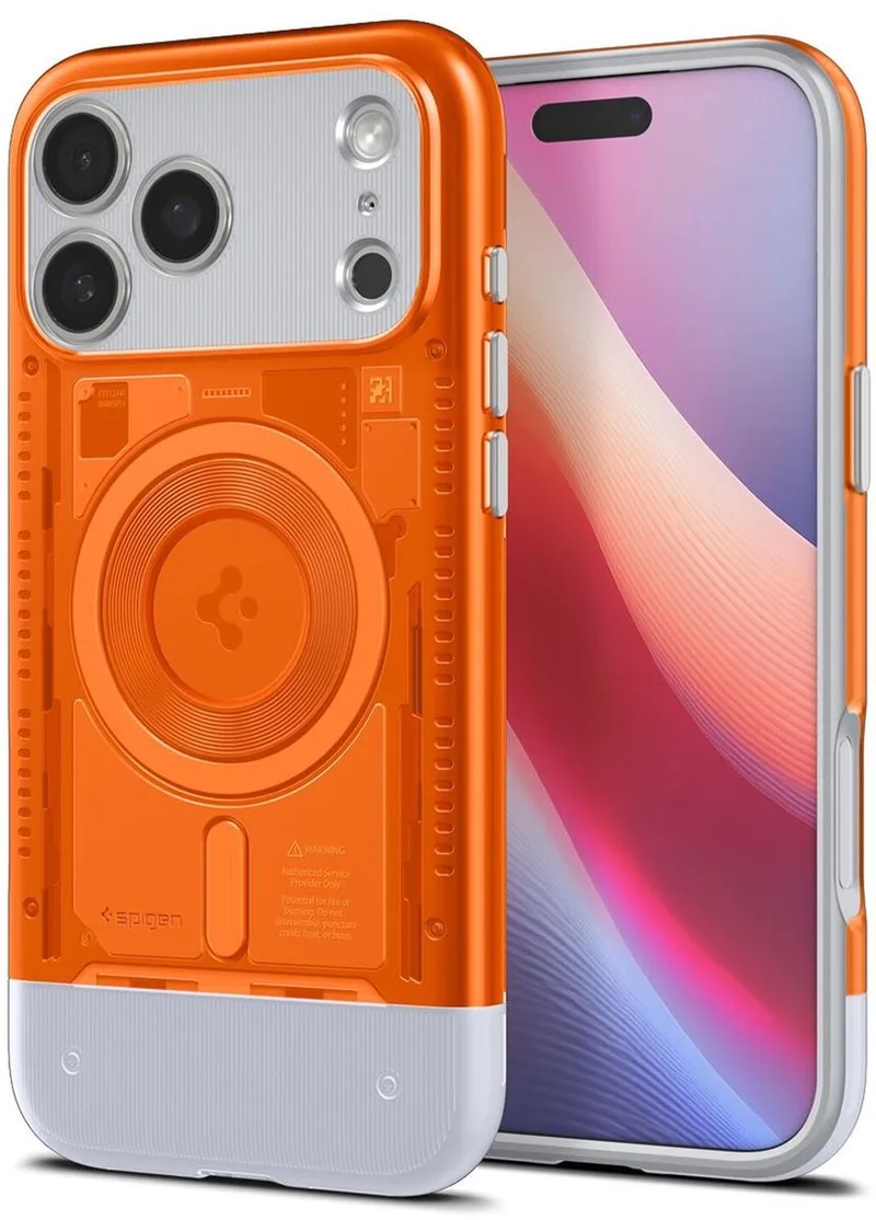 Classic C1 MagFit Hoesje Geschikt voor iPhone 17 Pro Max - Compatibel met MagSafe - Retro Back Cover von Spigen in Orange – Produktfoto