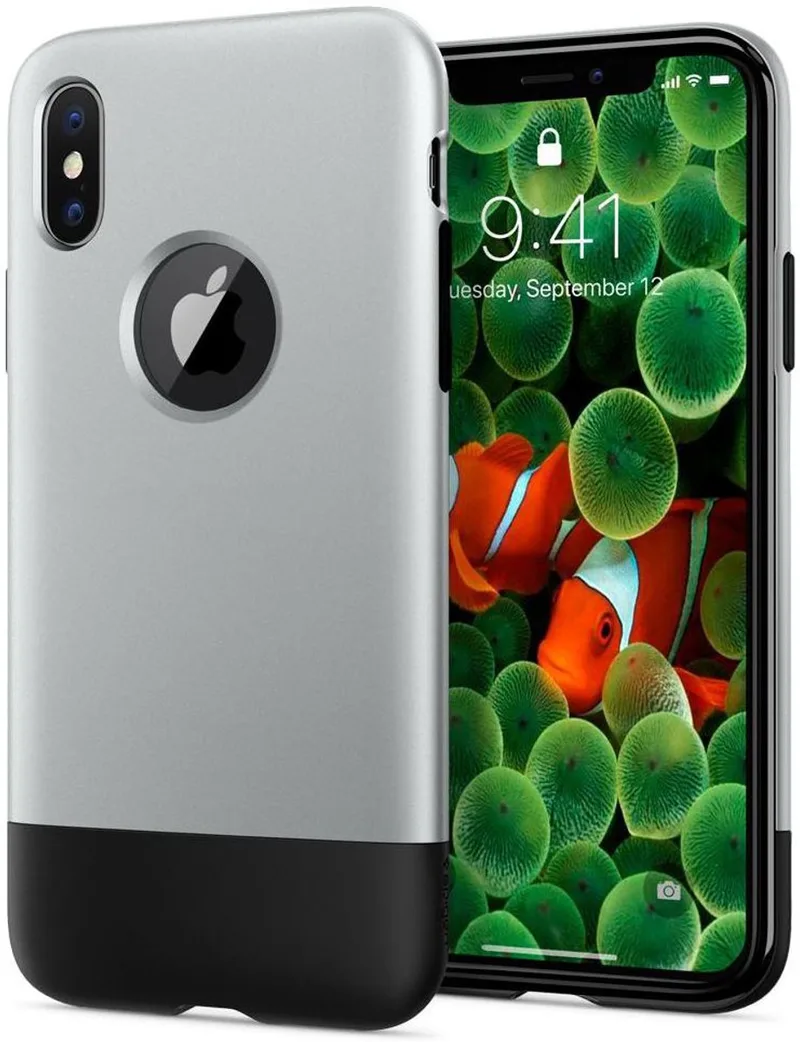 Classic One Apple iPhone X van Spigen in Grijs – productfoto
