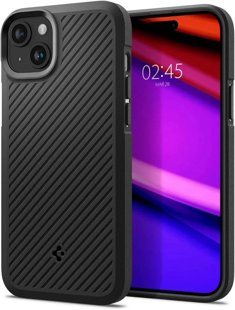 Core Armor Hoesje Geschikt voor Apple iPhone 15 Plus Back Cover van Spigen in Zwart – productfoto