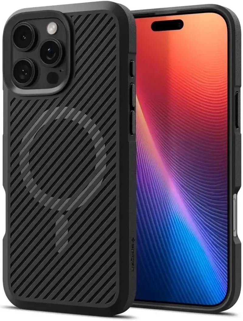 Core Armor MagFit - Hoesje Geschikt voor Apple iPhone 16 Pro - Back Cover Compatibel met MagSafea - Militaire Standaard - Air Cushion by Spigen in Black – product photo