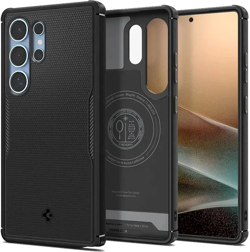Core Armor MagFit - Hoesje Geschikt voor Samsung Galaxy S25 - Back Cover Compatibel met MagSafe en Qi2 - Militaire Standaard - Air Cushion - Matte by Spigen in Black – product photo