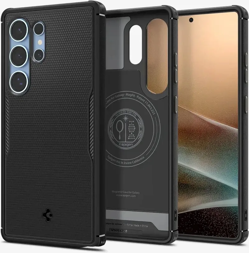 Core Armor MagFit - Hoesje Geschikt voor Samsung Galaxy S25 Ultra - Back Cover Compatibel met MagSafe en Qi2 - Militaire Standaard - Air Cushion - Matte by Spigen in Black – product photo