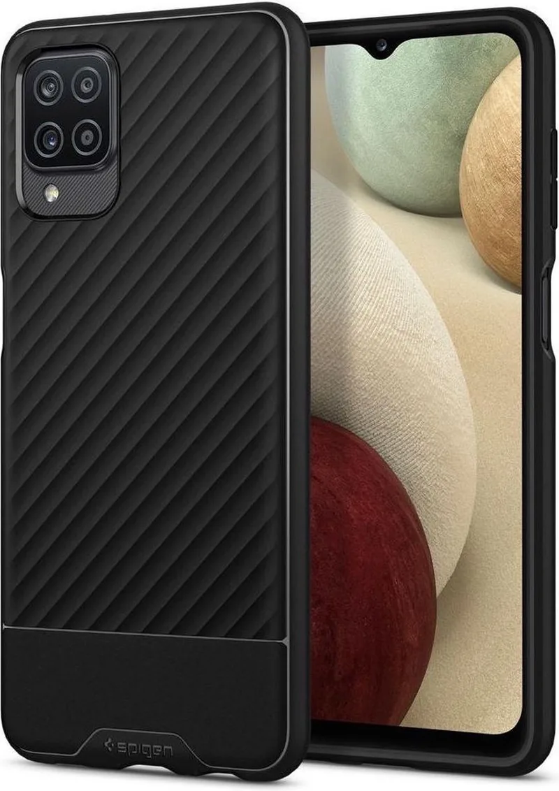 Core Armor Samsung Galaxy A12 Hoesje Back Cover van Spigen in Zwart – productfoto