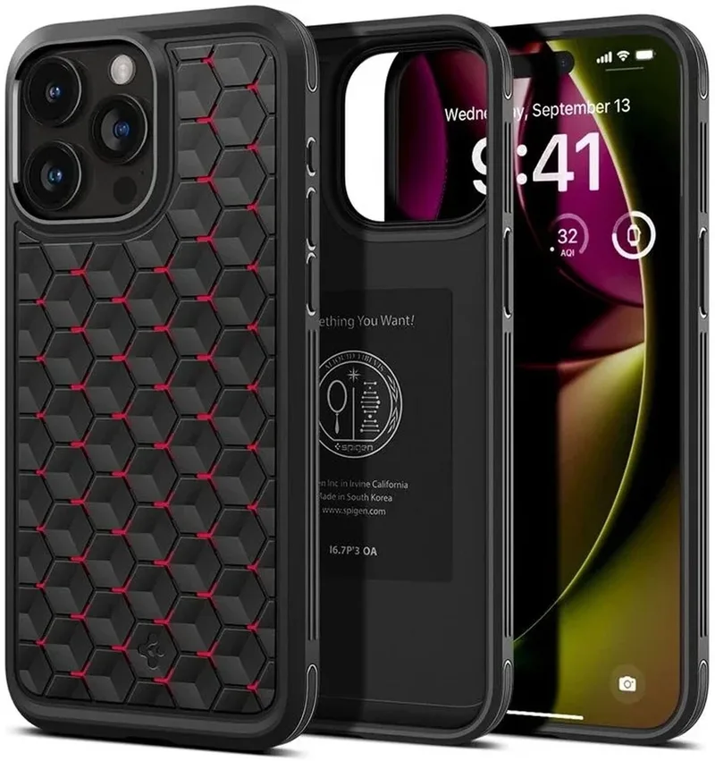 Cryo Armor Hoesje Geschikt voor Apple iPhone 15 Pro Max Back Cover van Spigen in Rood – productfoto