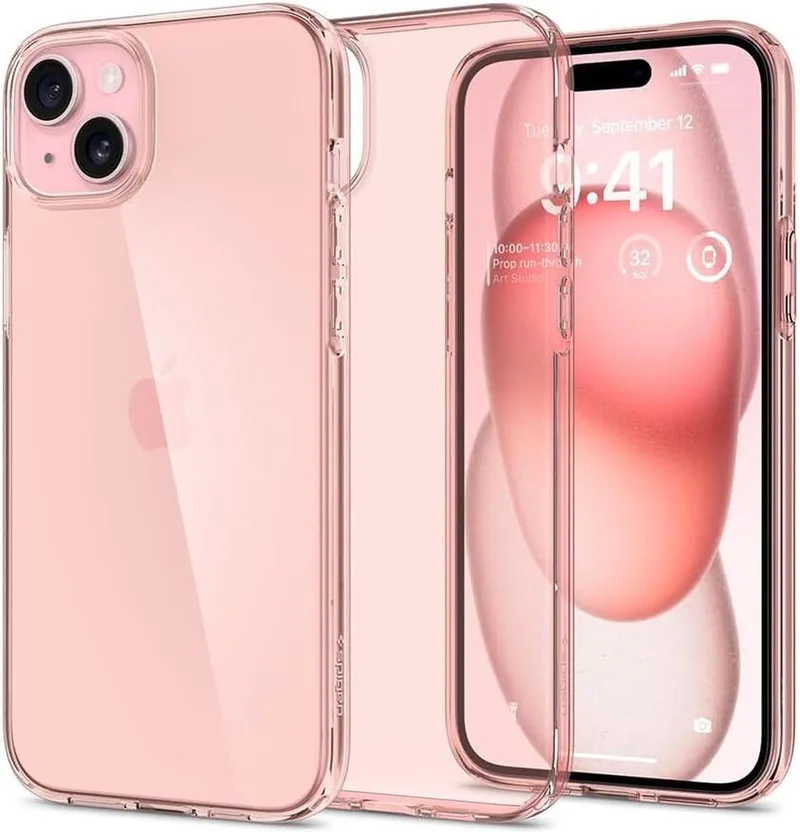 Crystal Flex | Hoesje Geschikt voor Apple iPhone 15 Plus | Back Cover TPU | Rose Crystal von Spigen in Rosa – Produktfoto