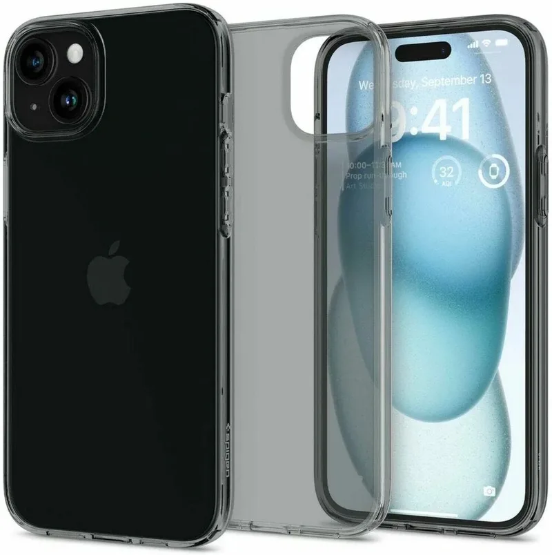 Crystal Flex | Hoesje Geschikt voor Apple iPhone 15 Plus | Back Cover TPU | Space Crystal von Spigen in Grau – Produktfoto