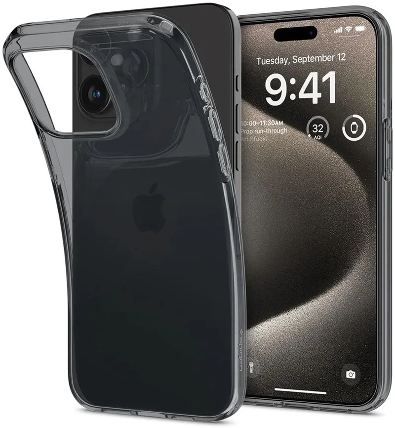 Crystal Flex | Hoesje Geschikt voor Apple iPhone 15 Pro Max | Back Cover TPU | Space Crystal von Spigen in Schwarz – Produktfoto