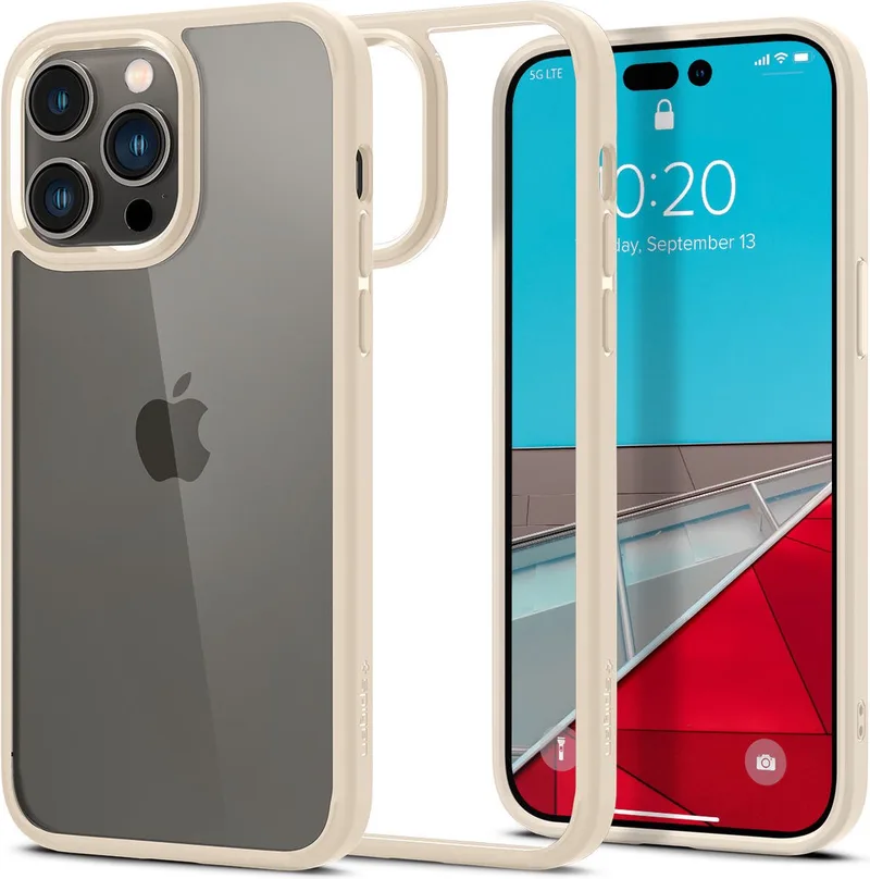 Crystal Hybrid Apple iPhone 14 Pro Max Hoesje Beige by Spigen in Brown – product photo