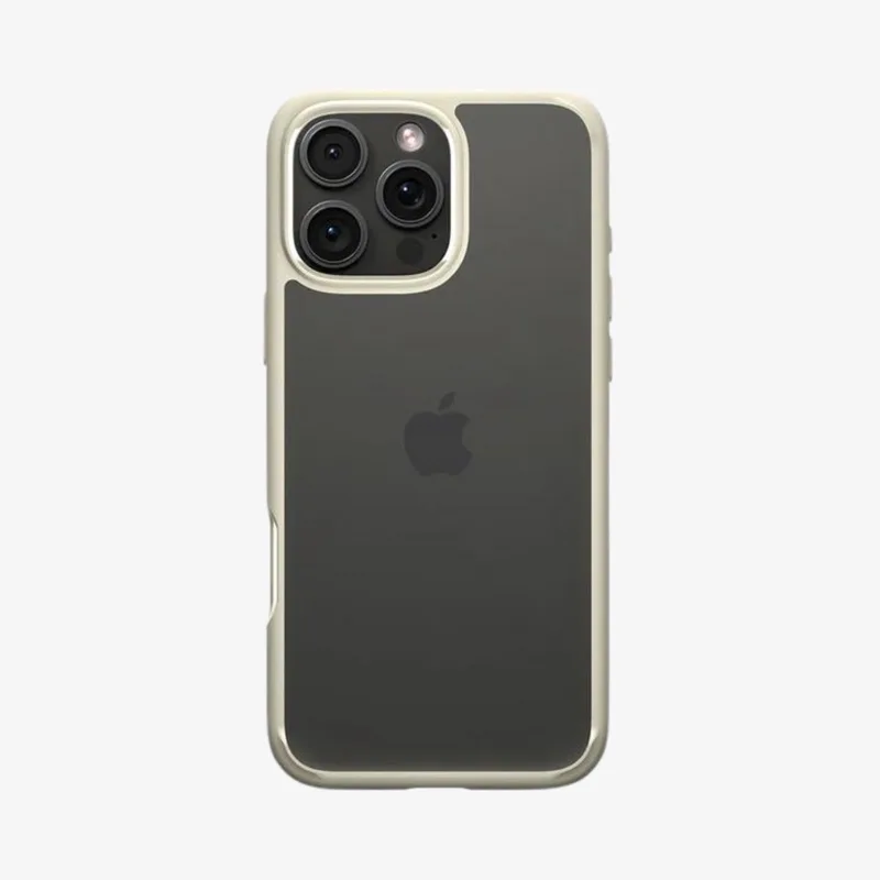 Crystal Hybrid Apple iPhone 16 Pro Max Hoesje Back Cover Beige van Spigen in Beige, Transparant – productfoto