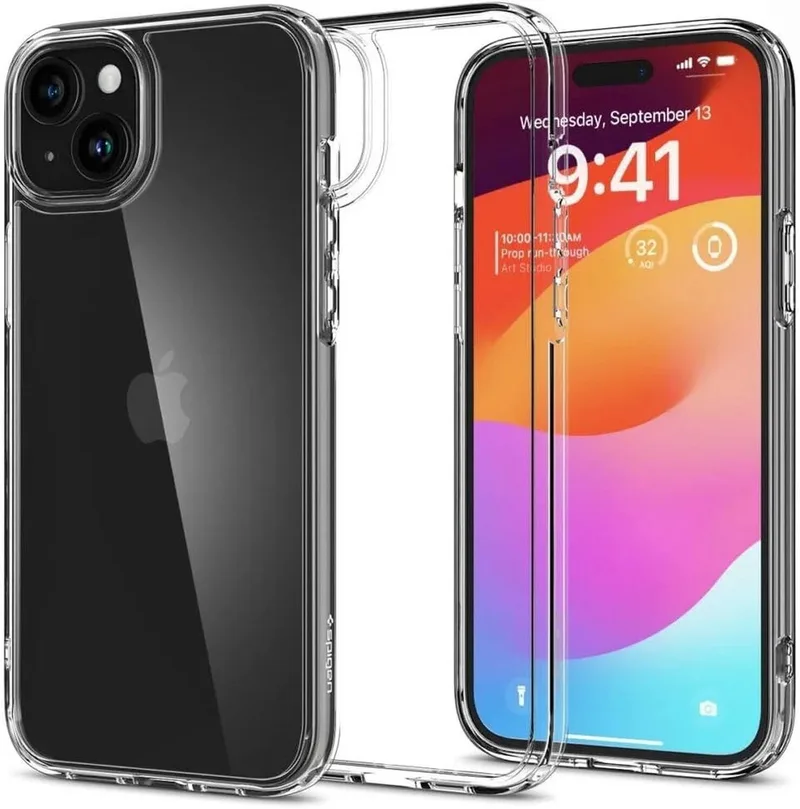 Crystal Hybrid | Hoesje Geschikt voor Apple iPhone 15 Plus | Back Cover | Militaire Standaard | Air Cushion von Spigen in Transparent – Produktfoto