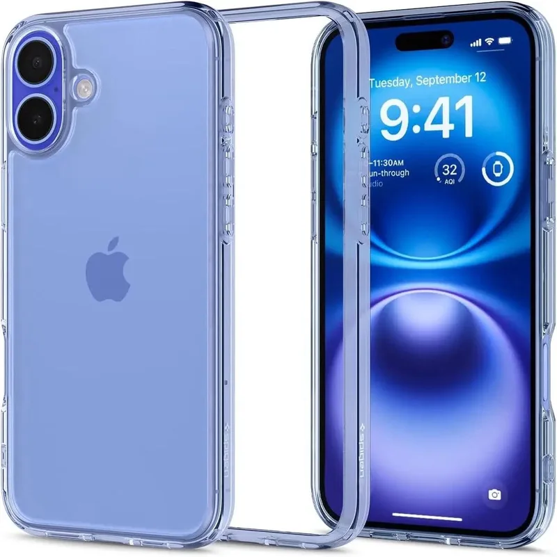 Crystal Hybrid | Hoesje Geschikt voor Apple iPhone 16 Plus | Back Cover | Militaire Standaard | Air Cushion van Spigen in Blauw – productfoto