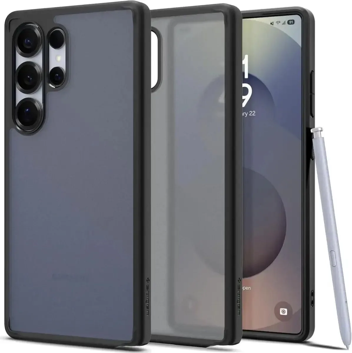 Crystal Hybrid | Hoesje Geschikt voor Samsung Galaxy S25 Ultra | Back Cover | Militaire Standaard | Air Cushion | Frost by Spigen in Black – product photo