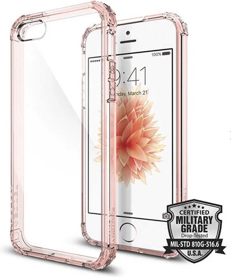 Crystal Shell Hoesje Apple iPhone SE Roze van Spigen in Transparant – productfoto