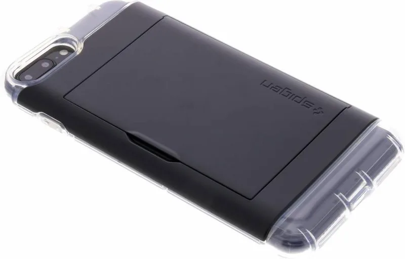 Crystal Wallet Booktype iPhone 8 Plus / 7 Plus hoesje van Spigen in Zwart – productfoto
