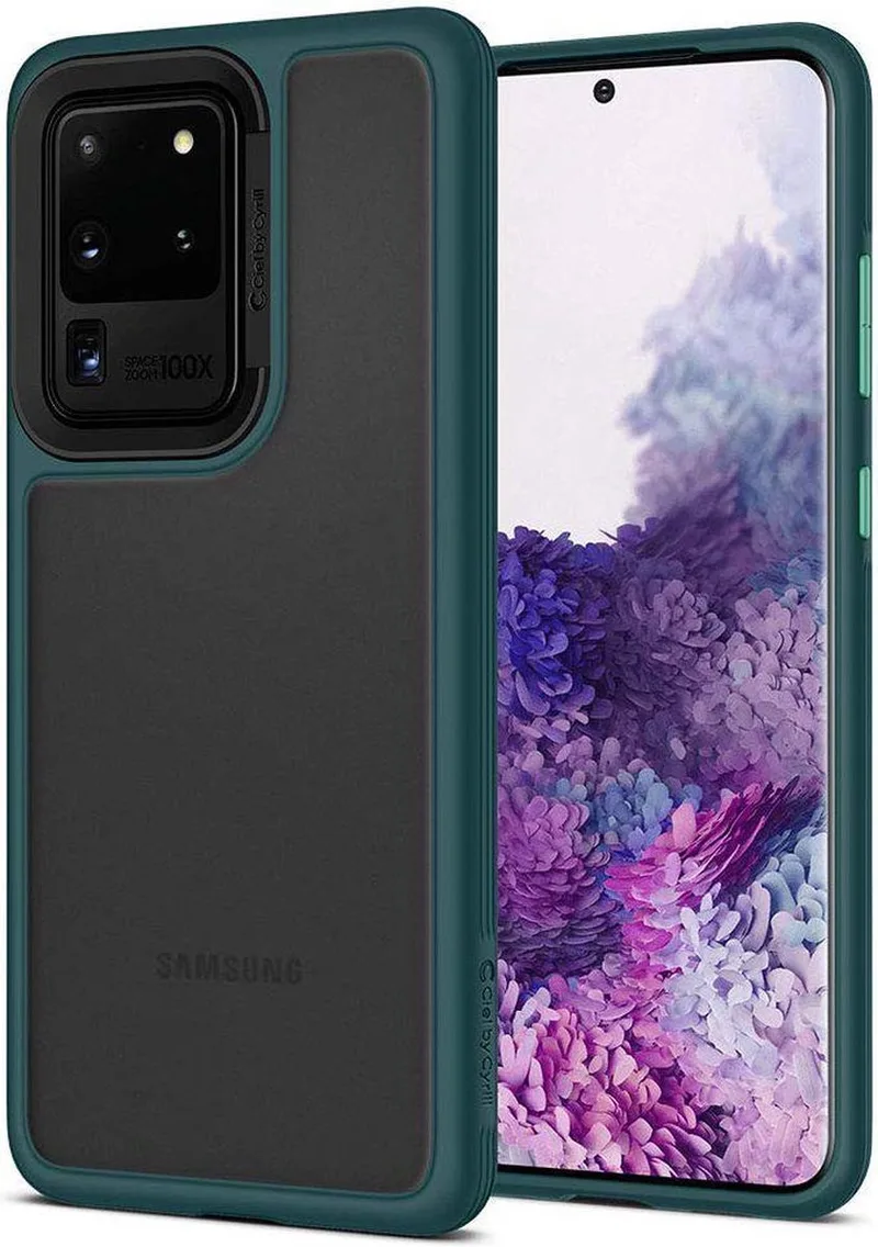 Cyrill Color Brick Samsung Galaxy S20 Ultra Hoesje Green van Spigen in Zwart – productfoto