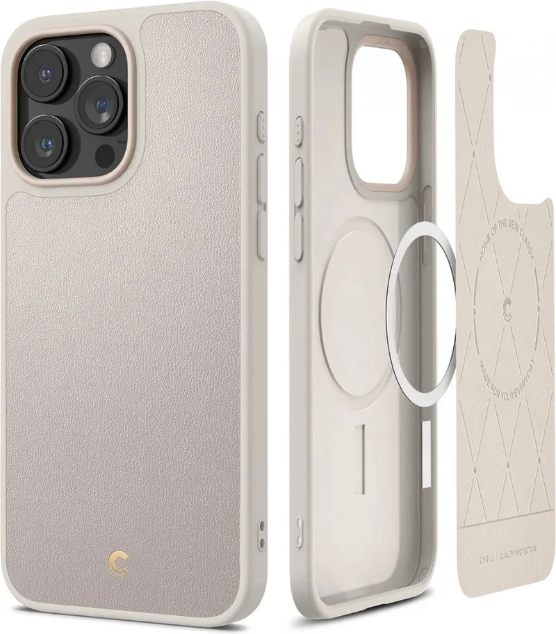 Cyrill Kajuk iPhone 15 Pro Max Hoesje MagSafe Back Cover Cream van Spigen in Bruin – productfoto