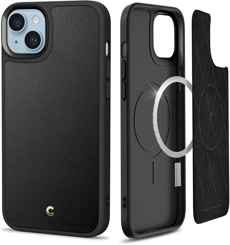 Cyrill Kajuk Mag Hoesje geschikt voor Apple iPhone 14 Plus - Back Cover met Magnetische Ring by Spigen in Black – product photo