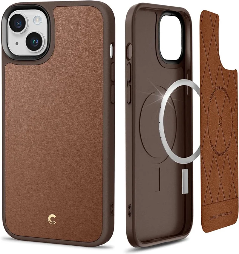 Cyrill Kajuk Mag Hoesje geschikt voor Apple iPhone 14 Plus - Back Cover met Magnetische Ring by Spigen in Brown – product photo