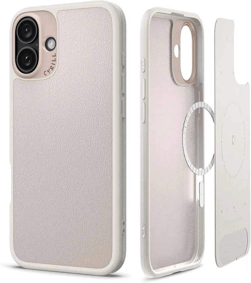 Cyrill Kajuk Mag Hoesje Geschikt voor Apple iPhone 16 Plus - Back Cover Compatibel met MagSafe - Cream de Spigen en Marron – photo produit