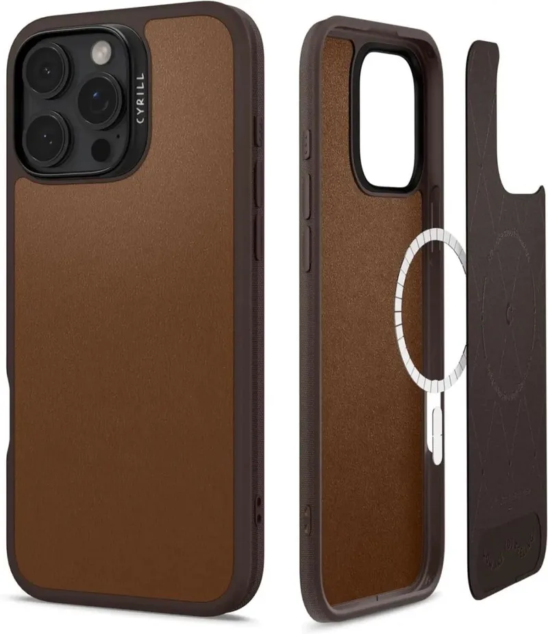 Cyrill Kajuk Mag Hoesje Geschikt voor Apple iPhone 16 Pro Max - Back Cover Compatibel met MagSafe von Spigen in Braun – Produktfoto