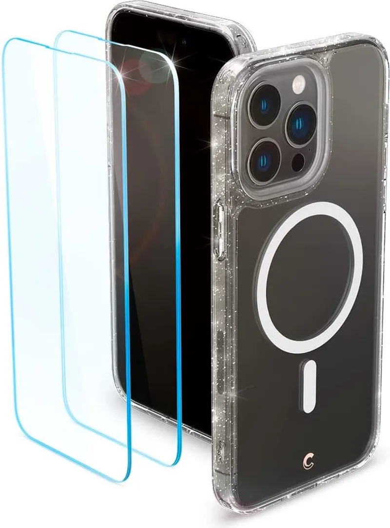 Cyrill Shine MagSafe Hoesje Geschikt voor Apple iPhone 14 Pro Max Glitter by Spigen in Transparent – product photo