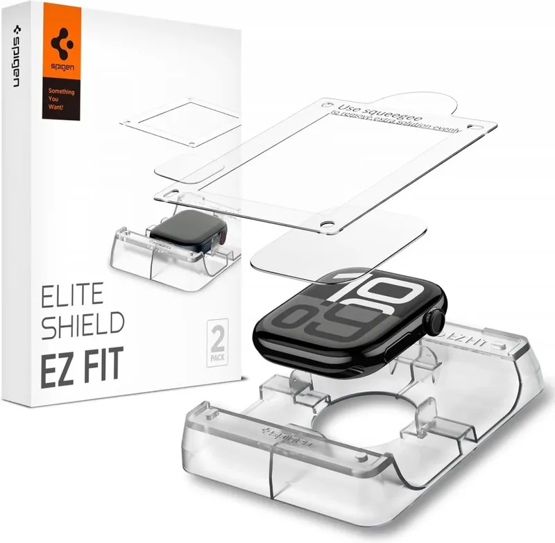 Eliteshield EZ Fit - Screen Protector Geschikt voor Apple Watch 11 / 10 46MM met Installatietray - Case Friendly - 2-Pack by Spigen in Transparent – product photo