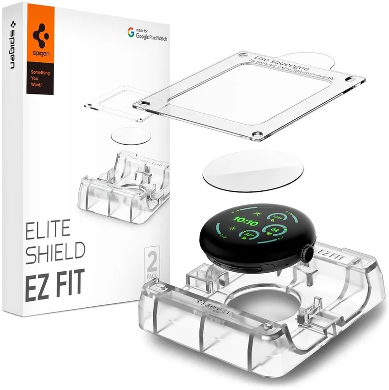Eliteshield EZ Fit - Screen Protector Geschikt voor Google Pixel Watch 4 / 3 45MM met Installatietray - Case Friendly - 2-Pack van Spigen in Transparant – productfoto