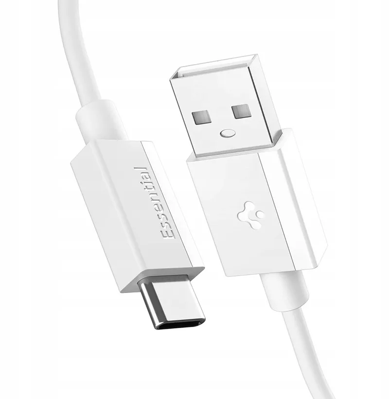Essential EB6020AC USB-A naar USB-C Kabel, 60W, 2m, Wit de Spigen en Transparent – photo produit