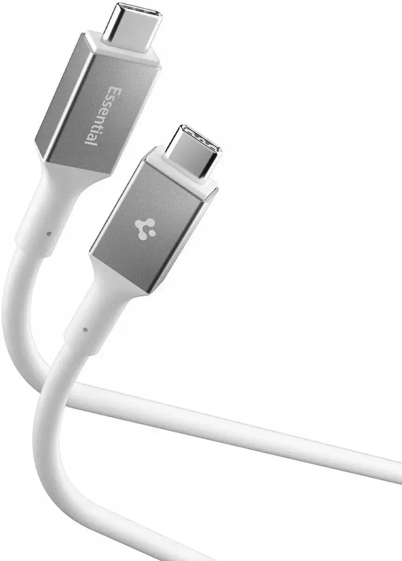 Essential | USB-C naar USB-C Kabel 240W Fast Charge | Power Delivery | 40Gbps Dataoverdracht | 8K Video | 1.2M van Spigen in Wit – productfoto
