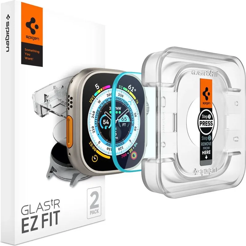 EZ Fit - Apple Watch Ultra 3/2/1 Screen Protector Glas 2-Pack von Spigen in Transparent – Produktfoto