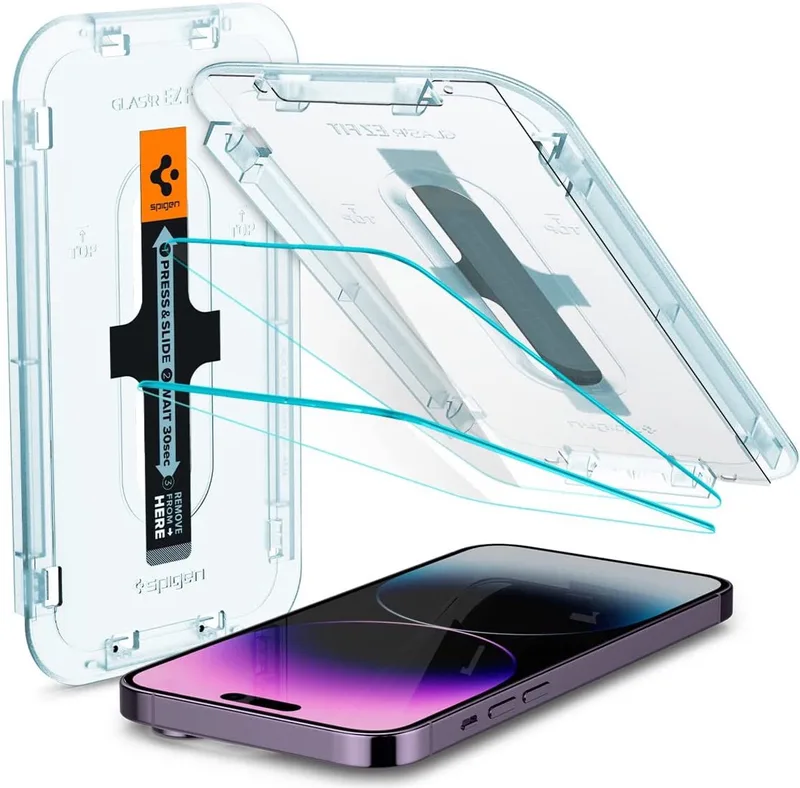 EZ Fit GLAS.tR Apple iPhone 14 Pro Max Screen Protector 2-Pack från Spigen – produktbild