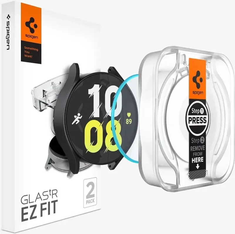 EZ Fit - Samsung Galaxy Watch 6 44MM Screen Protector Glas 2-Pack fra Spigen i Gennemsigtig – produktbillede