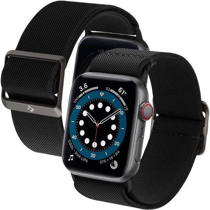 Fit Lite Apple Watch 41MM / 40MM / 38MM Bandje Nylon van Spigen in Zwart – productfoto