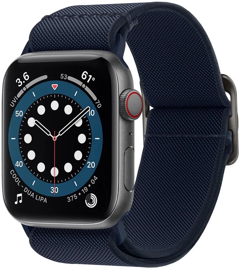 Fit Lite Geschikt voor Apple Watch 1 / 2 / 3 / 4 / 5 / 6 / 7 / 8 / 9 / SE / Ultra 49MM / 45MM / 44MM / 42MM Bandje Nylon von Spigen in Blau – Produktfoto