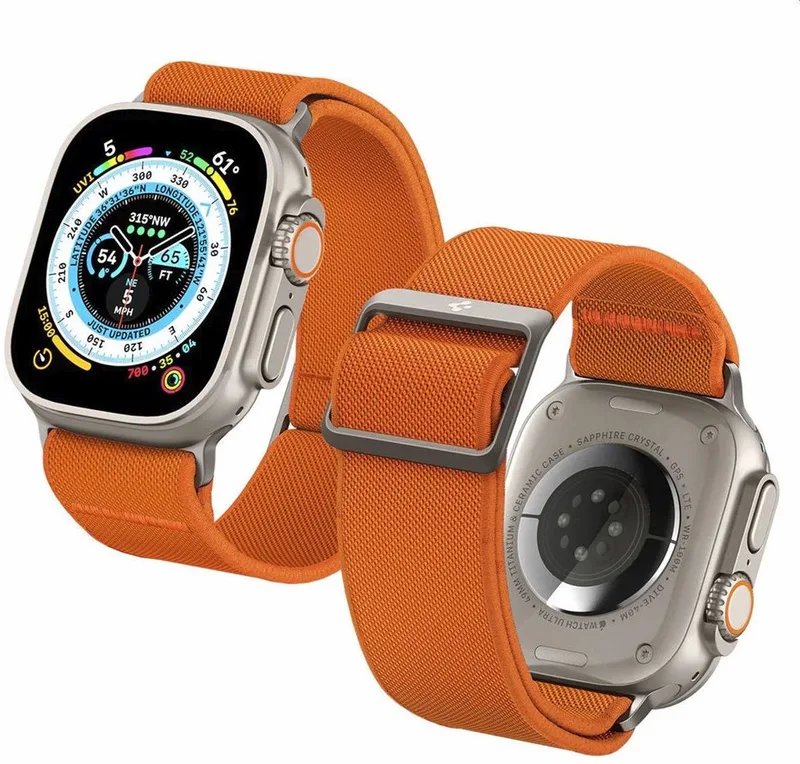 Fit Ultra Apple Watch 1/2/3/4/5/6/7/8/9/SE/Ultra (42/44/45/49MM) Bandje van Spigen in Oranje – productfoto