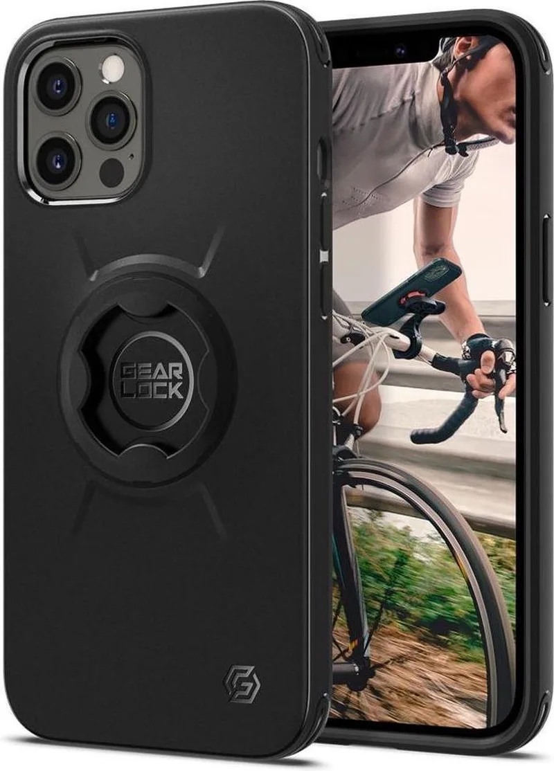 Gearlock Apple iPhone 12 Pro Max Hoesje voor Fietshouder de Spigen en Noir – photo produit