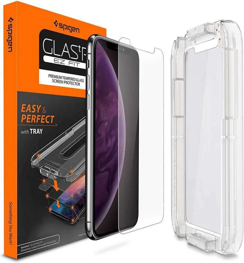 Glas t.R EZ Fit Apple iPhone XR Screen Protector Tempered Glass van Spigen – productfoto