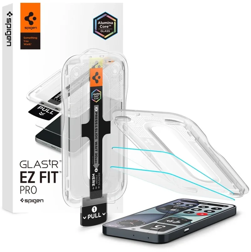 Glas.tR EZ Fit Pro AC Nothing Phone 4a screenprotector 2 pack van Spigen – productfoto