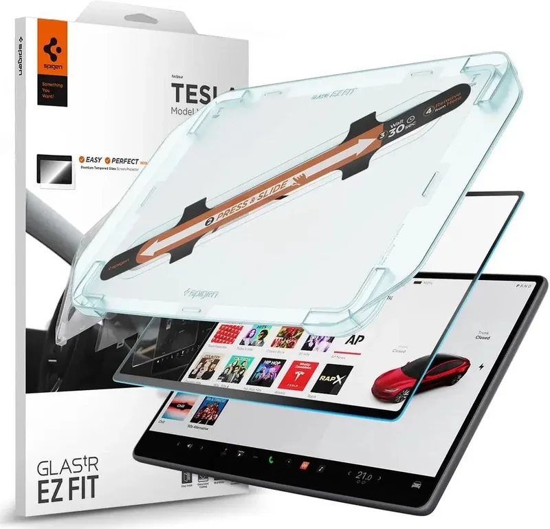 Glas.tR EZ Fit Screen Protector Geschikt voor Tesla Model 3 (2026-2024) / Model Y (2026-2024) - Mat 9H Tempered Glass - Screenprotector - Eenvoudige Installatie van Spigen – productfoto