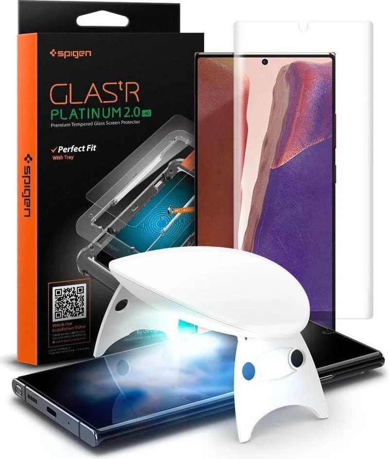 Glas tR Platinum HD Samsung Galaxy Note 20 Tempered Glass van Spigen – productfoto