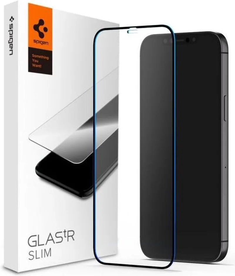 GLAS.tR Slim Apple iPhone 12 Pro Max Tempered Glass Zwart by Spigen – product photo