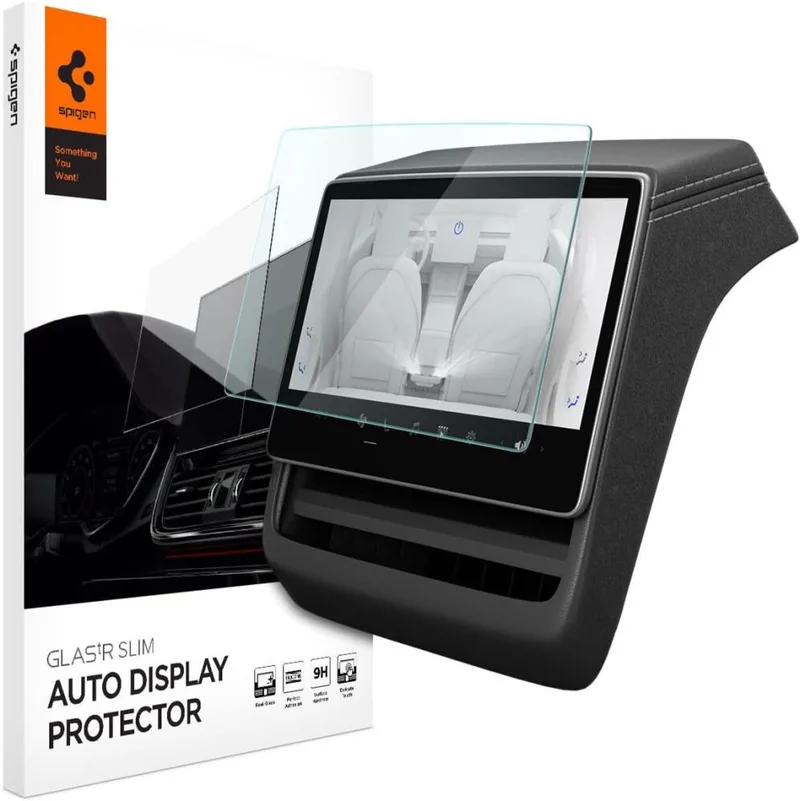 Glas.tR Slim - Screen Protector Geschikt voor Tesla Model 3 Highland (2024) - Rear Display - Achter Beeldscherm - 9H Tempered Glass - Anti-Glare by Spigen – product photo