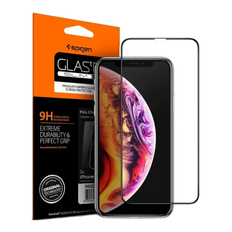 Glass FC Panzerglas mit schwarzem Rahmen für iPhone X / XS / 11 Pro by Spigen – product photo