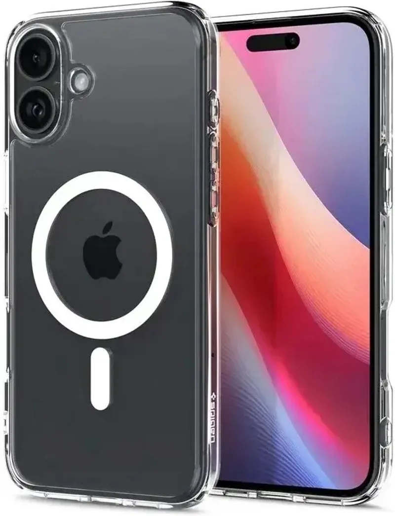 Hoesje Geschikt voor Apple iPhone 16 Plus | Crystal Hybrid MagFit | Compatibel met MagSafe / Qi2 | Back Cover met Magneet | Transparant van Spigen in Wit – productfoto