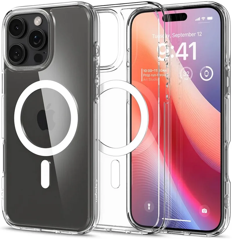 Hoesje Geschikt voor Apple iPhone 16 Pro Max | Crystal Hybrid MagFit | Compatibel met MagSafe | Back Cover met Magneet fra Spigen i Hvid – produktbillede